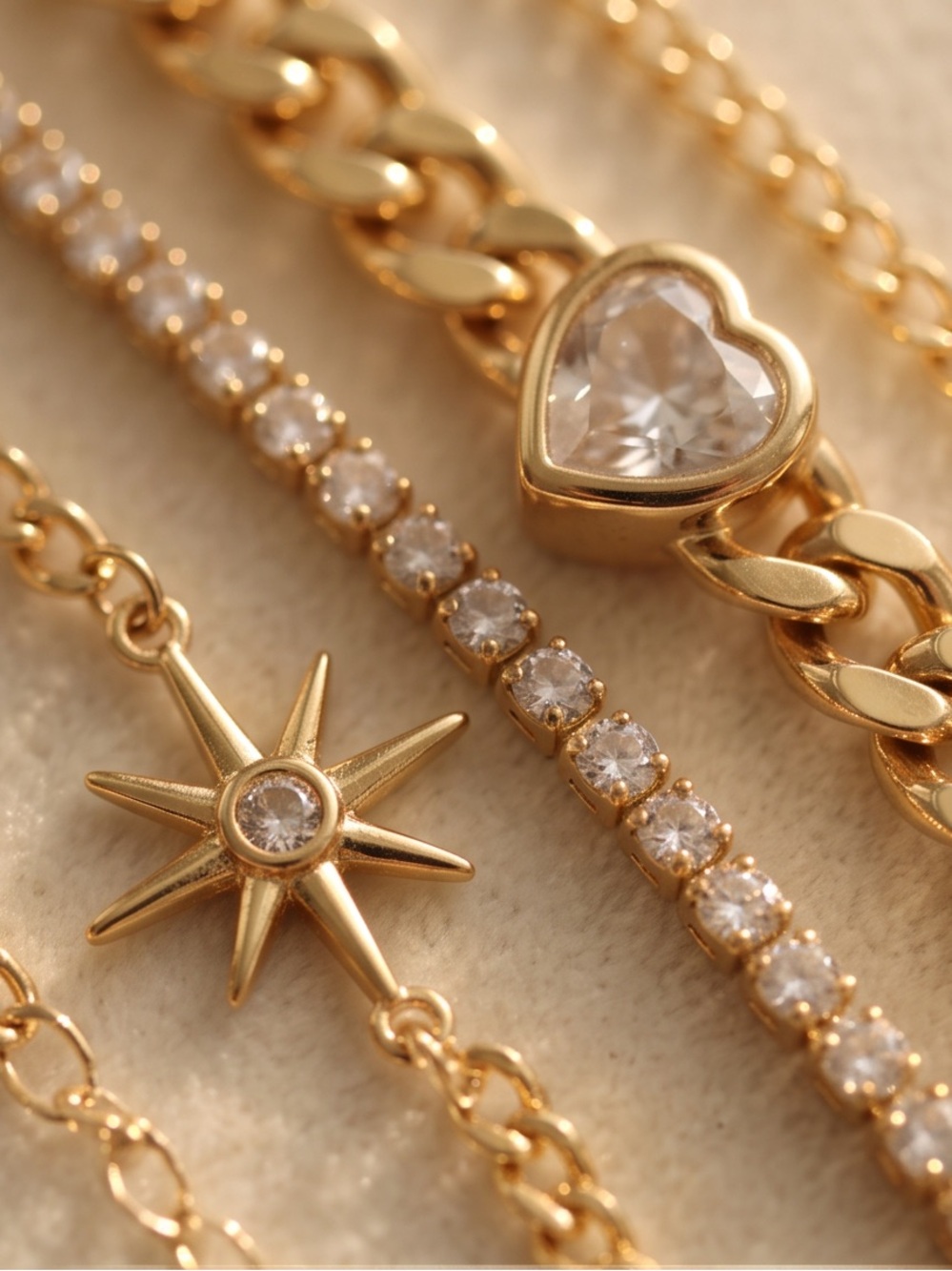 Gold Plated Stacking Bracelets – CZ Accents (7"–8")